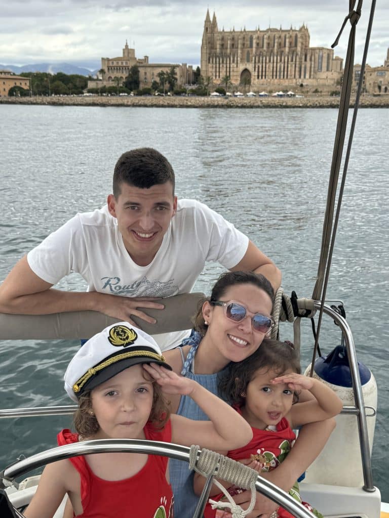 Family on a boat excursion in Palma Mallorca
